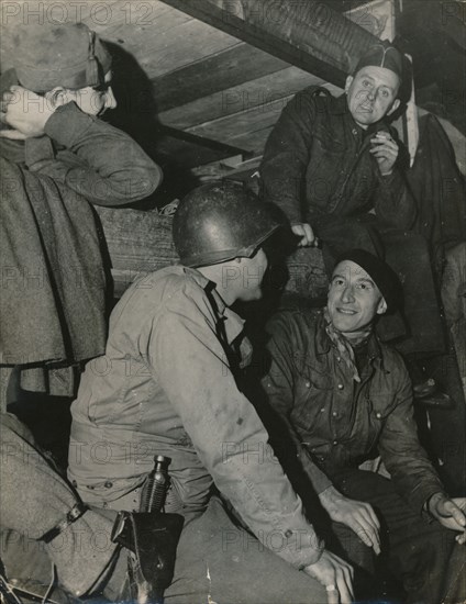 American and French troops take a break, c.1940s. Artist: Unknown