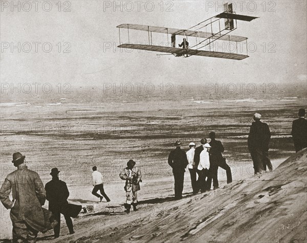 The Wright Brothers testing an early plane at Kitty Hawk, North Carolina, USA, c1903. Artist: Unknown