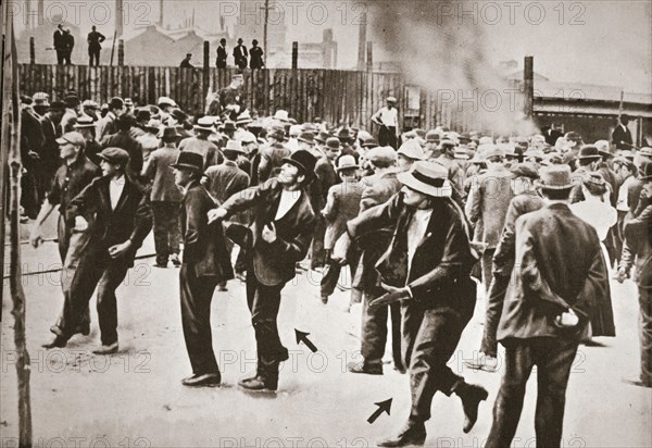 Riot during a strike by Standard Oil workers, Bayonne, New Jersey, USA, 1915. Artist: Unknown