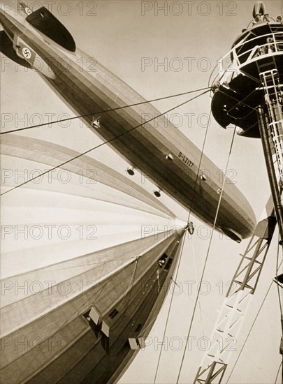 Germany's two mighty airships, the 'Graf Zeppelin' and the 'Hindenburg', 1936. Artist: Unknown