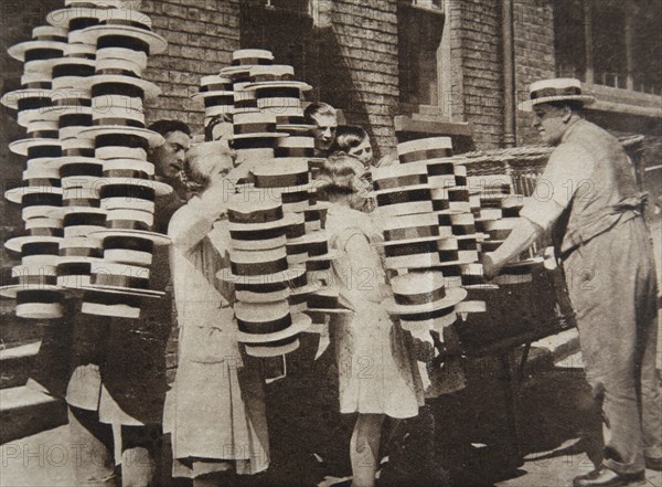 Straw hat factory, Luton, Bedfordshire, 1930. Artist: Fox Photos