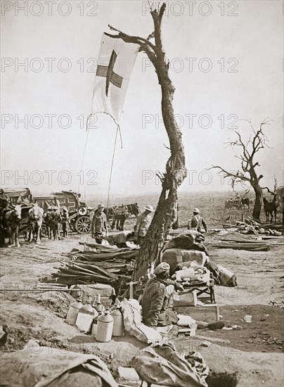 An advanced dressing station, Somme campaign, France, World War I, 1916. Artist: Unknown