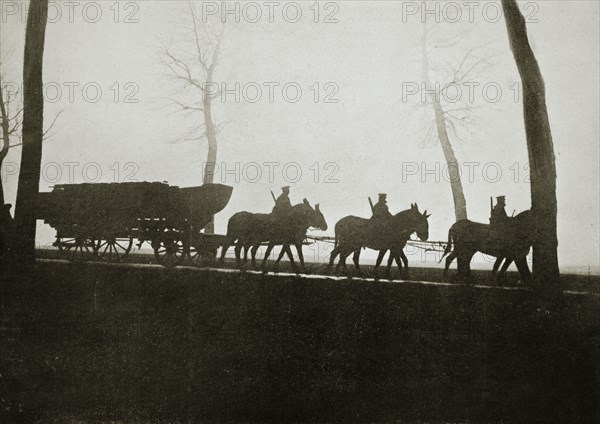 French troops on the road to the trenches, France, World War I, 1916. Artist: Unknown