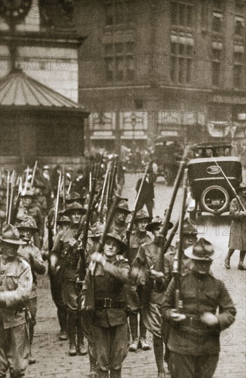 State troops to the rescue in Boston, Massachusetts, USA, 9 September 1919. Artist: Unknown