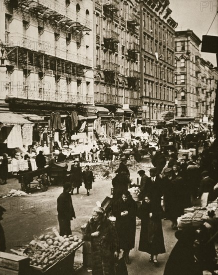 Street market on Orchard Street, Lower East Side, New York, USA, early 1930s. Artist: Frederick Bradley