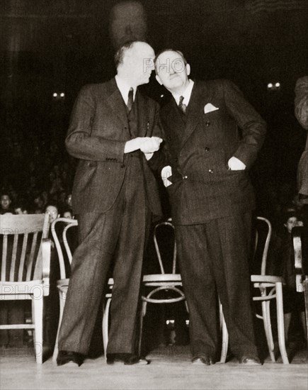 American Communist leaders William Foster and Earl Browder, 1940. Artist: Unknown