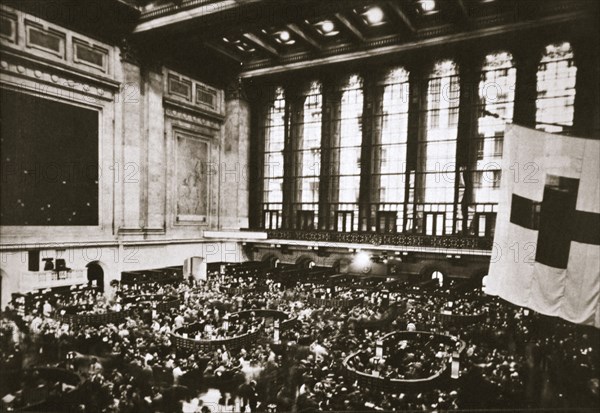 Trading floor of the New York Stock Exchange, USA, early 1930s. Artist: Unknown