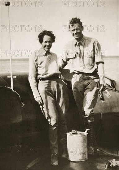 American aviator Charles Lindbergh and his wife Anne after their flight to Japan, 1931. Artist: Unknown