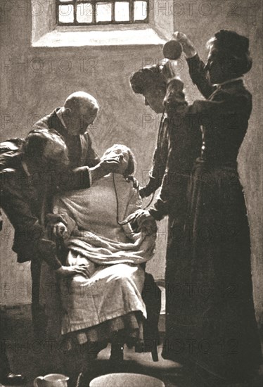 Suffragette being force fed with the nasal tube in Holloway Prison, London, 1909. Artist: Unknown