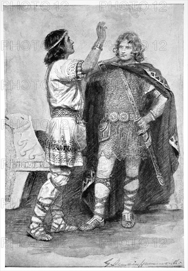 'Hereward and Sigtryg', 1910. Artist: Gertrude E Demain Hammond