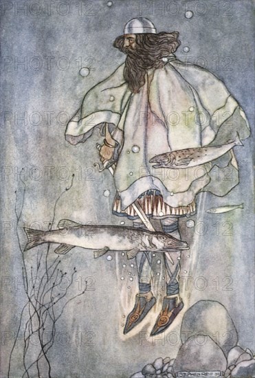 'Fergus goes down into the lake', c1910.  Artist: Stephen Reid