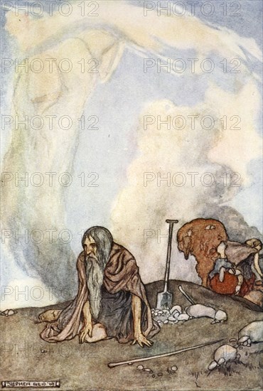 'The white steed had vanished from their eyes like a wreath of mist', c1910. Artist: Stephen Reid