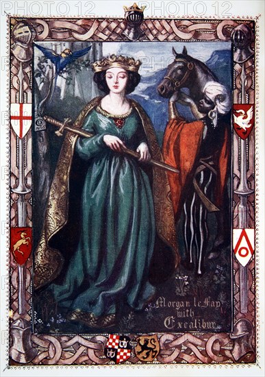 'Morgan le Fay with Excalibur', 1905.  Artist: Dora Curtis