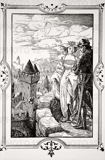 'Annoure brought the King out upon the battlements', 1905.  Artist: Dora Curtis