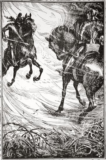 'Sore was the contest', 1905. Artist: Dora Curtis
