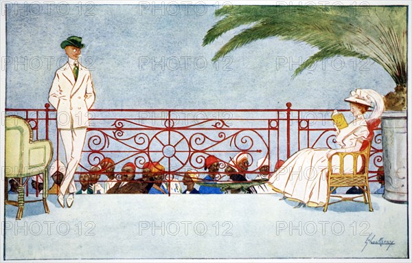 'Romeo and Juliet - Balcony scene at Shepheard's Hotel, Cairo', 1908. Artist: Lance Thackeray