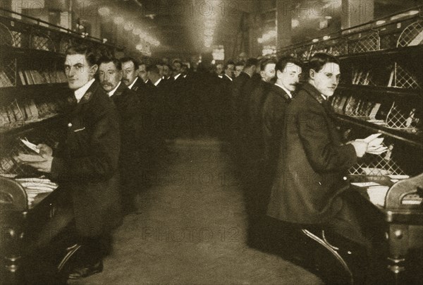 Staff sorting letters at the Post Office, Mount Pleasant, London, 20th century. Artist: Unknown