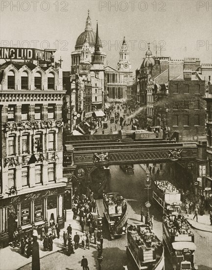 Spire of St Martin's Ludgate and St Paul's Cathedral, London, 20th century. Artist: Unknown