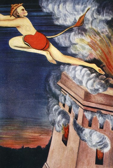 Burning of Lanka, 1913.  Artist: K Venkatappa