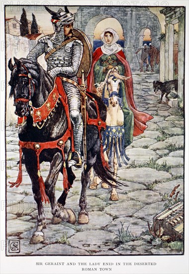 'Sir Geraint and the Lady Enid in the Deserted Roman Town', 1911. Artist: Unknown