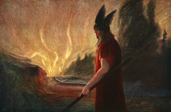 'As the Flames Rise, Wotan Leaves', 1906. Artist: Unknown