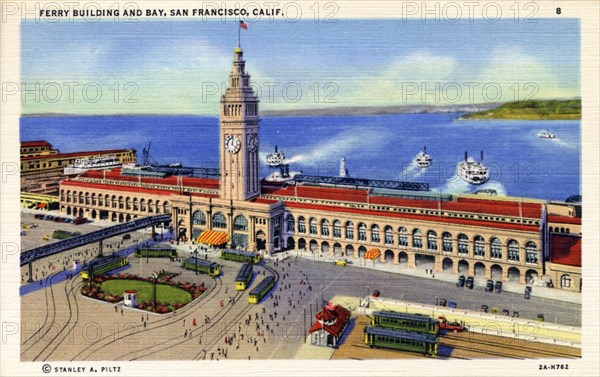 Ferry Building and San Francisco Bay, California, USA, 1932. Artist: Unknown