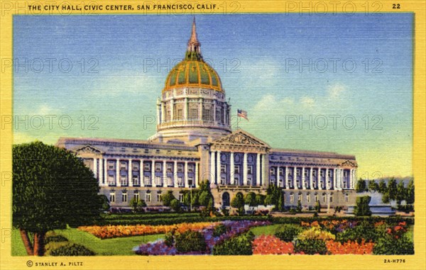 The City Hall, Civic Center, San Francisco, California, USA, 1932. Artist: Unknown