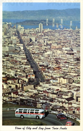 View of San Francisco from Twin Peaks, California, USA, 1957. Artist: Unknown