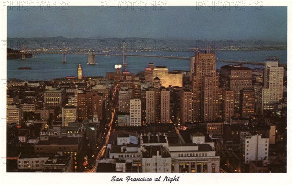 San Francisco at night, California, USA, 1957. Artist: Unknown