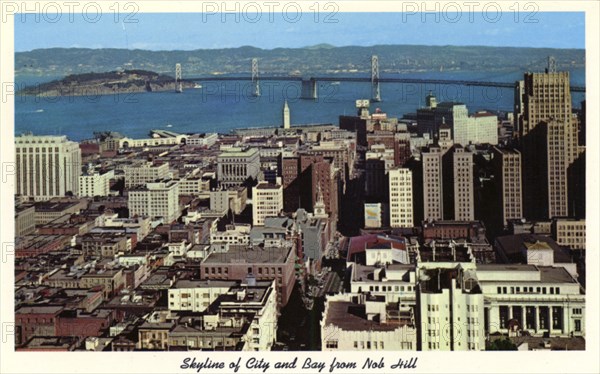 Skyline of the city and the Bay From Nob Hill, San Francisco, California, USA, 1957. Artist: Unknown