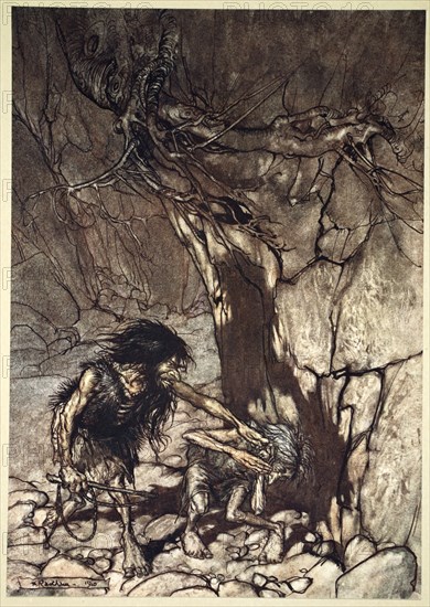 'Mime howling 'Ohe! Ohe! Oh! Oh!'', 1910.  Artist: Arthur Rackham