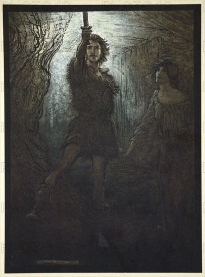 'Siegmund the Walsung thou does see! As bride gift he brings thee his sword', 1910.  Artist: Arthur Rackham