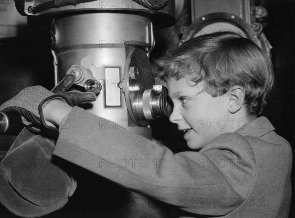 Crown Prince Carl Gustaf of Sweden on a submarine at an exhibition, Stockholm, Sweden, 1956. Artist: Unknown