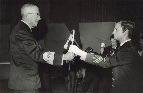 Crown Prince Carl Gustaf and his Grandfather, King Gustaf VI Adolf of Sweden, 1968. Artist: Unknown