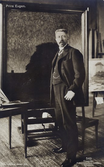 Prince Eugen of Sweden, in front of his easel in his home, Waldemarsudde, Stockholm, 1911. Artist: Hofatelier Jaeger