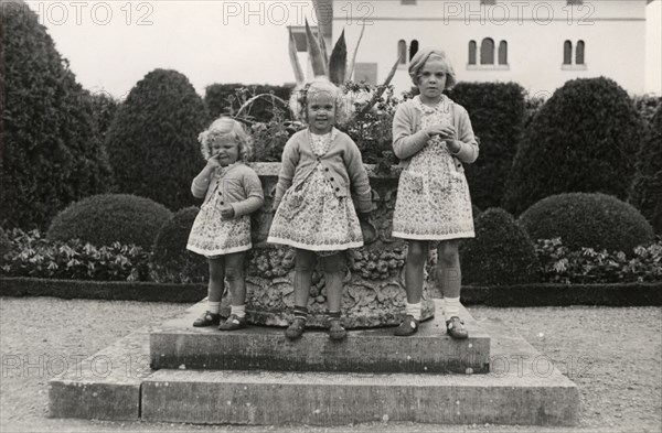 Princesses Desiree, Birgitta and Margaretha of Sweden 1942. Artist: Karl Sandels