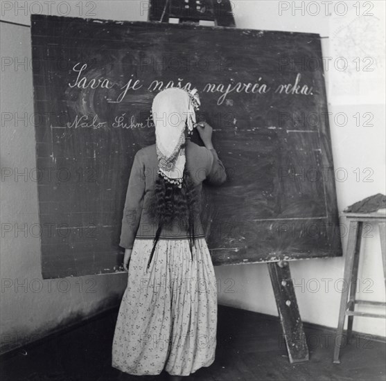 Schoolgirl in Sarajevo, Bosnia-Hercegovina, Yugoslavia, 1939. Artist: Unknown