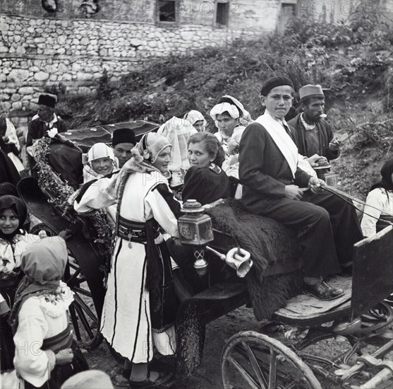 People on their way to Kolo dancing, Sarajevo, Bosnia-Hercegovina, Yugoslavia, 1939. Artist: Unknown