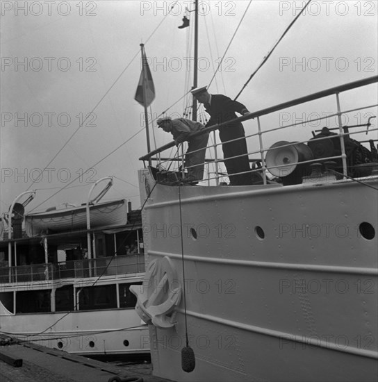 Ship by a quay, Stockholm harbour, Sweden, 1960. Artist: Torkel Lindeberg