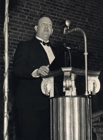 Trygve Lie, Norwegian politician, making a speech, Stockholm, Sweden, 3 March 1939. Artist: Karl Sandels
