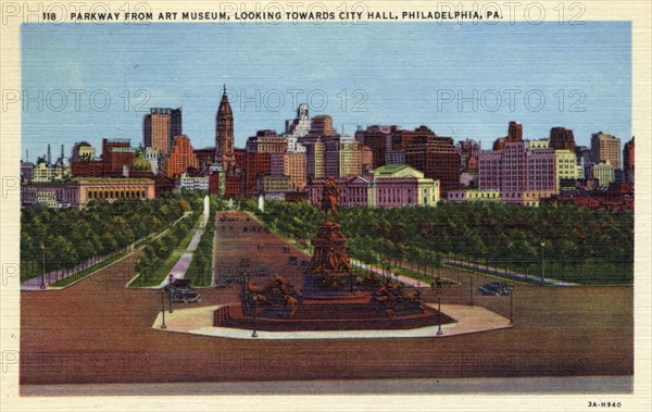Parkway from the Art Museum, Philadelphia, Pennsylvania, USA, 1933. Artist: Unknown