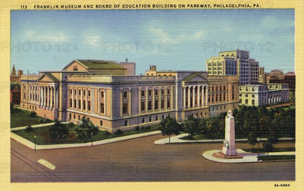 Franklin Institute and Board of Education Building, Philadelphia, Pennsylvania, USA, 1933. Artist: Unknown