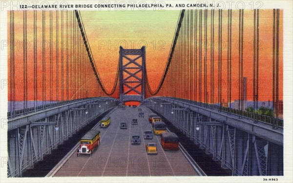 Delaware River Bridge connecting Pennsylvania and New Jersey, USA, 1933. Artist: Unknown