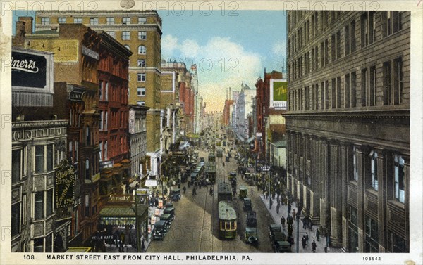 Market Street east from City Hall, Philadelphia, Pennsylvania, USA, 1926. Artist: Unknown