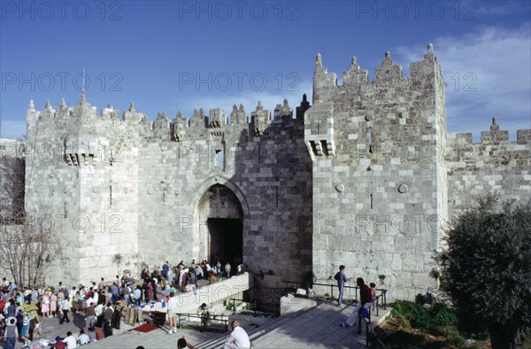 Flea market at the Damascus Gate, Jerusalem, Israel.