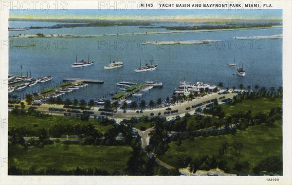 Yacht basin and Bayfront Park, Miami, Florida, USA,1931. Artist: Unknown
