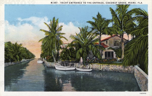 Yacht entrance to the Entrada, Coconut Grove, Miami, Florida, USA, 1931. Artist: Unknown