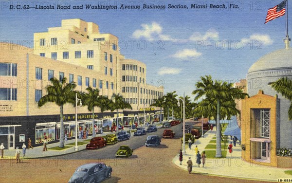 Lincoln Road and Washington Avenue, Miami Beach, Florida, USA, 1941. Artist: Unknown