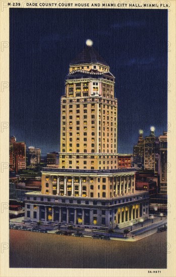 Miami-Dade County Courthouse, Miami, Florida, USA, 1933. Artist: Unknown