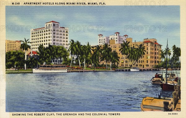 Apartment hotels along the Miami River, Miami, Florida, USA, 1933. Artist: Unknown